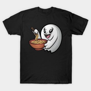 Cute ghost eating ramen noodles T-Shirt